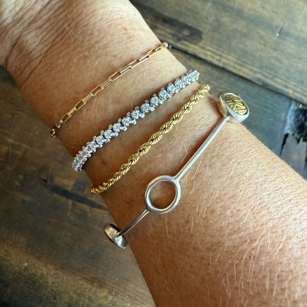 Silpada Sterling Silver and Brass Charm Bangle Bracelet - Picture 2 of 9